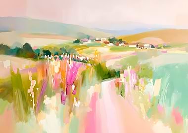 Impressionistic Village Landscape Painting