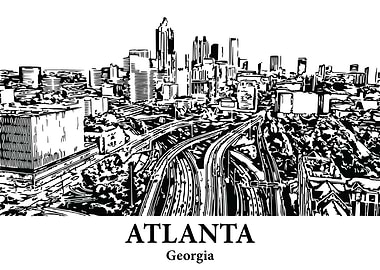 Atlanta Georgia Skyline Drawing