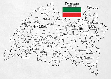 Handdrawn Map of Tatarstan
