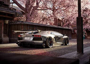 Lamborghini Aventador in Japanese Setting