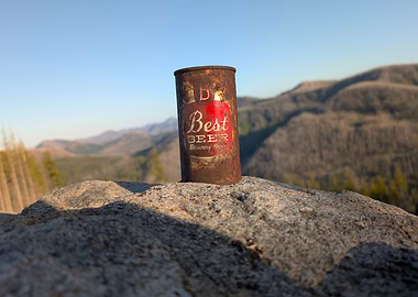 Vintage Best Beer Can on Rock