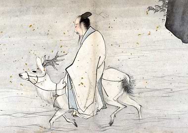 White Deer Immortal Chinese Taoist Painting