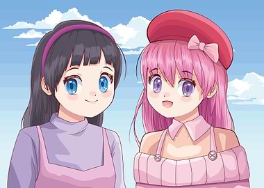 Two Anime Girls Portrait