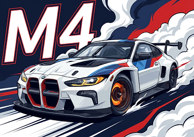 BMW M4 Racing Car Illustration