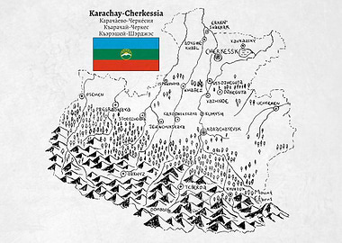Handdrawn Map of Karachay-Cherkessia