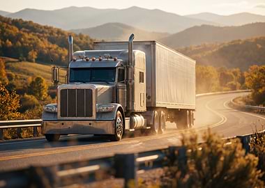Semi-Truck on Mountain Road