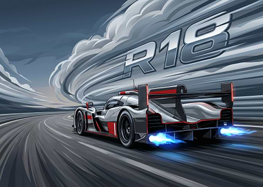 Audi R18 Race Car Illustration