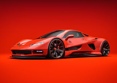 Red Sports Car Studio Shot