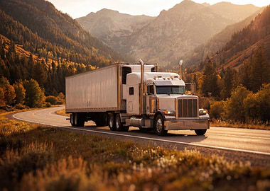 Semi-Truck on Mountain Road