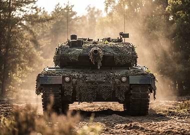 Camouflaged Tank in Forest