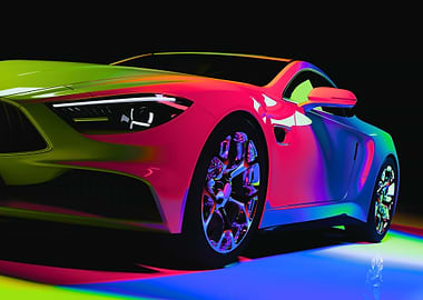 Colorful Car on Black Background
