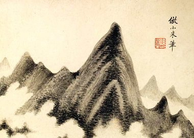 Chinese Mountains Landscape Painting Wang Shimin