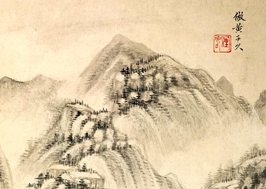 Chinese Mountains Landscape Painting Wang Shimin