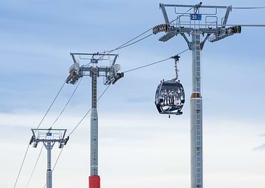 Ski Lift Gondola in Winter Landscape