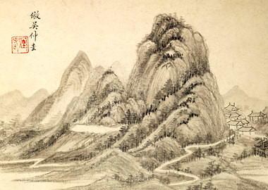 Chinese Mountains Landscape Painting Wang Shimin