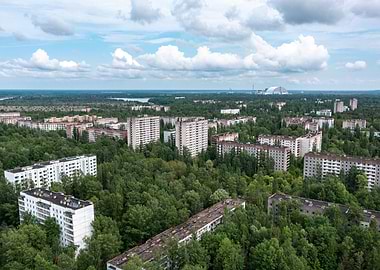 Aerial view of Pripyat, Ukraine