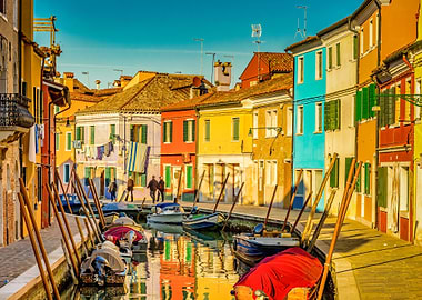 Colorful Houses and Canal in Burano