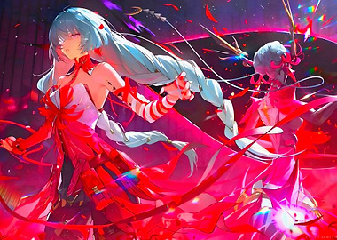 Anime Girl in Red Dress