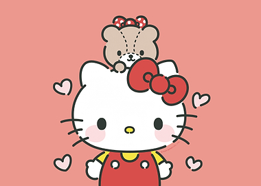 Hello Kitty and Bear Illustration