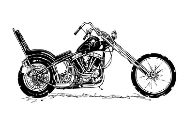 Black and White Motorcycle Illustration