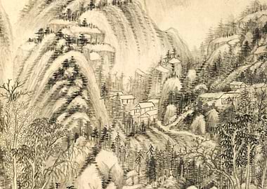 Chinese Mountains Landscape Painting Wang Shimin
