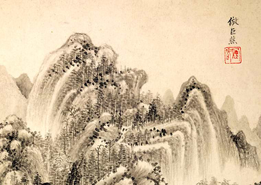 Chinese Mountains Landscape Painting Wang Shimin