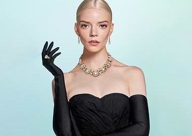 anya taylor in Black Dress and Jewelry