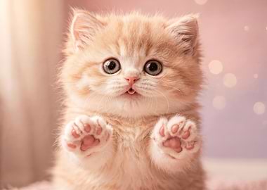 Adorable Kitten with Paws Up