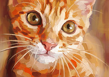 Orange Tabby Cat Portrait Painting