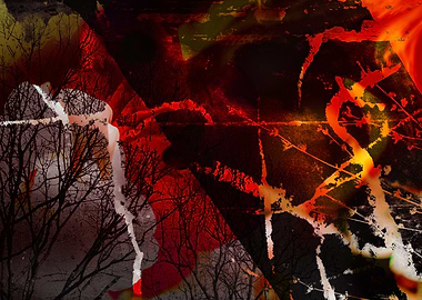 Abstract Nature. Trees with Red and Yellow Hues