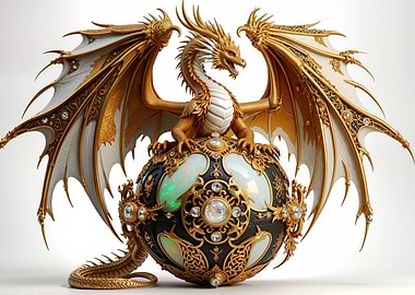Golden Dragon on Jeweled Orb