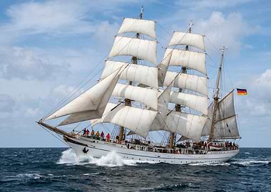 Sailing Ship Gorch Fock on the Sea