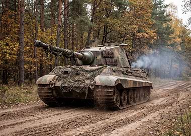 King Tiger Tank in Autumn Forest