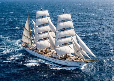 Tall Ship Sailing on the Ocean