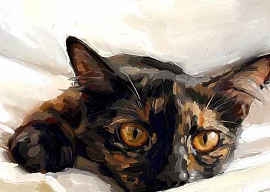 Tortoiseshell Cat Portrait Painting