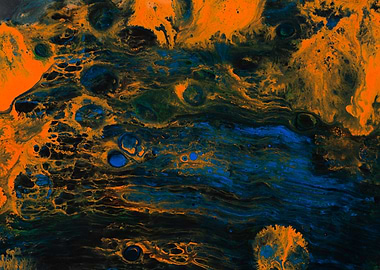 Abstract Fluid Art: Orange and Blue