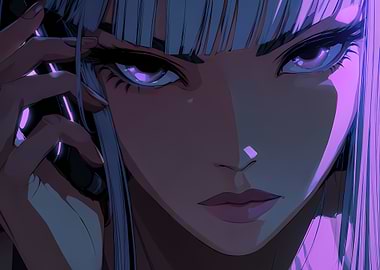 Anime Girl Portrait with Intense Gaze
