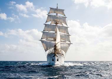 Sailing ship on the open sea
