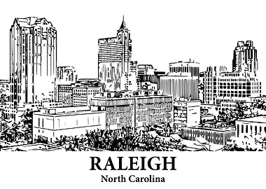 Raleigh North Carolina Skyline Drawing