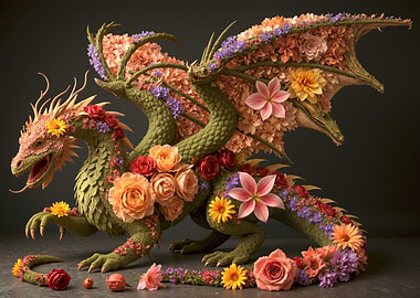Floral Dragon Sculpture