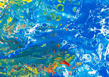 Abstract Blue and Yellow Fluid Art