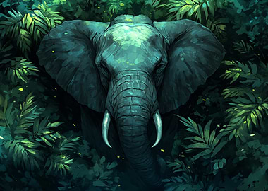 Elephant in the Jungle Illustration
