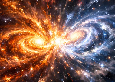 Fiery and Icy Galaxy Collision