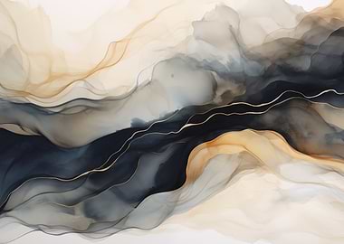 Abstract Fluid Art with Gold Accents