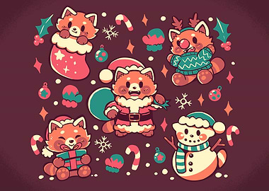 Festive Red Pandas