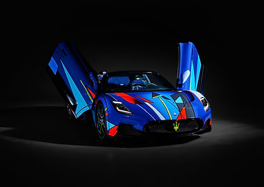 Blue Maserati MC20 with custom design