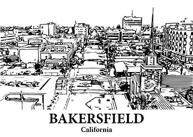 Bakersfield California Skyline Drawing