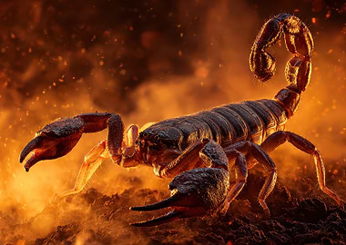 Scorpion in Fiery Environment