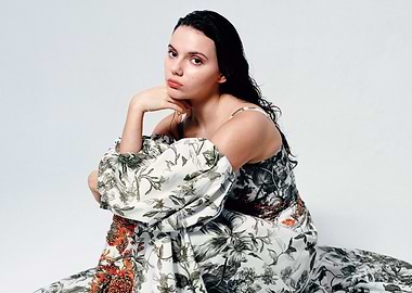 dafne keen in Floral Dress Posing