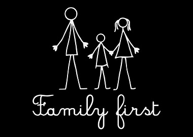 Family First Stick Figure Illustration